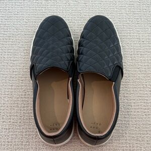 Black Quilted Slip-On Shoes